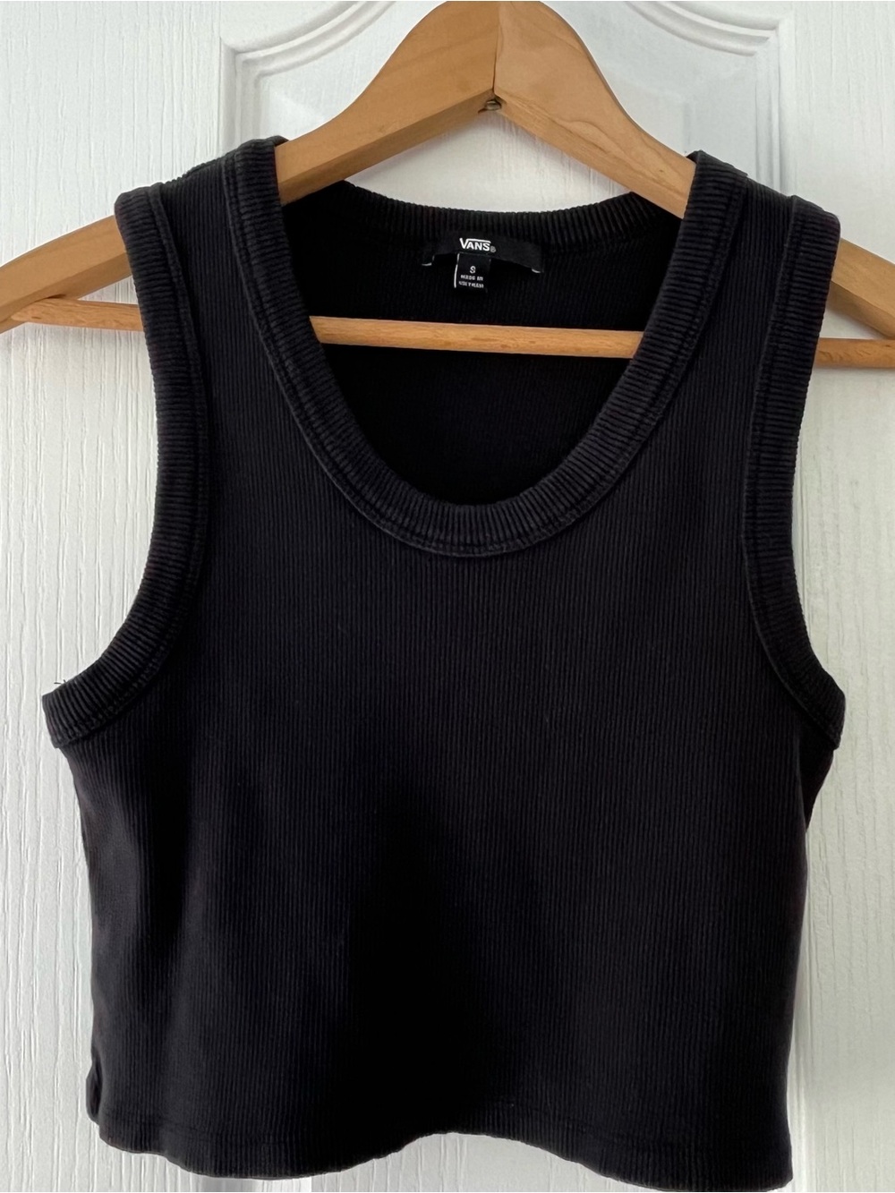 Vans Womens Ribbed Crop Top Black Sleeveless Tank Size Small